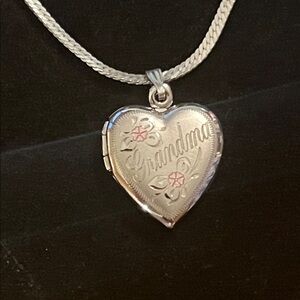 925 STERLING HEART LOCKET NECKLACE “GRANDMA.”